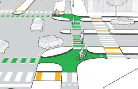 Rendering of a protected intersection