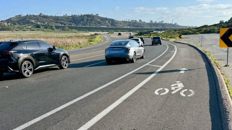 Cyclist POV of a Class II Buffered bike lane on Manchester Ave in Encinitas, CA