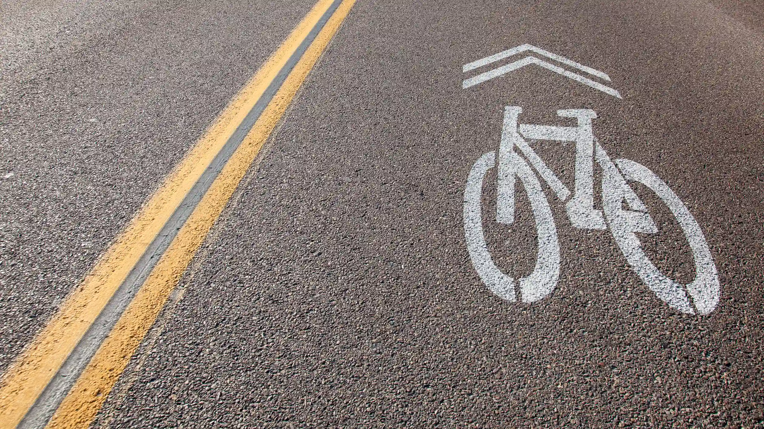 A sharrow painted on a residential street in Encinitas, California