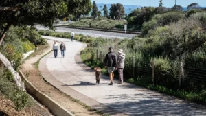 Seniors walking on the Coastal Rail Trail in Encinitas, California