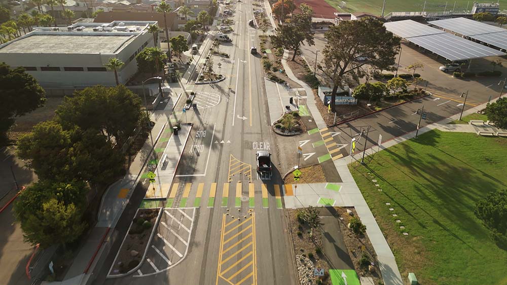 Aerial photograph of Santa Fe Drive in Encinitas, California